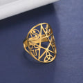Dawapara Pentagram Adjustable Ring for Men Women Triquetra Cross Star OM Symbol Religious Gift Stainless Steel Jewelry