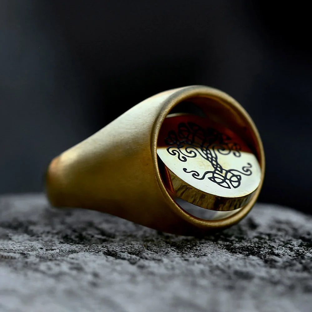 Vintage Creative Viking Tree of Life Signet Rings 316L Stainless Steel Classic Nordic Amulet Ring For Men Women Fashion Jewelry