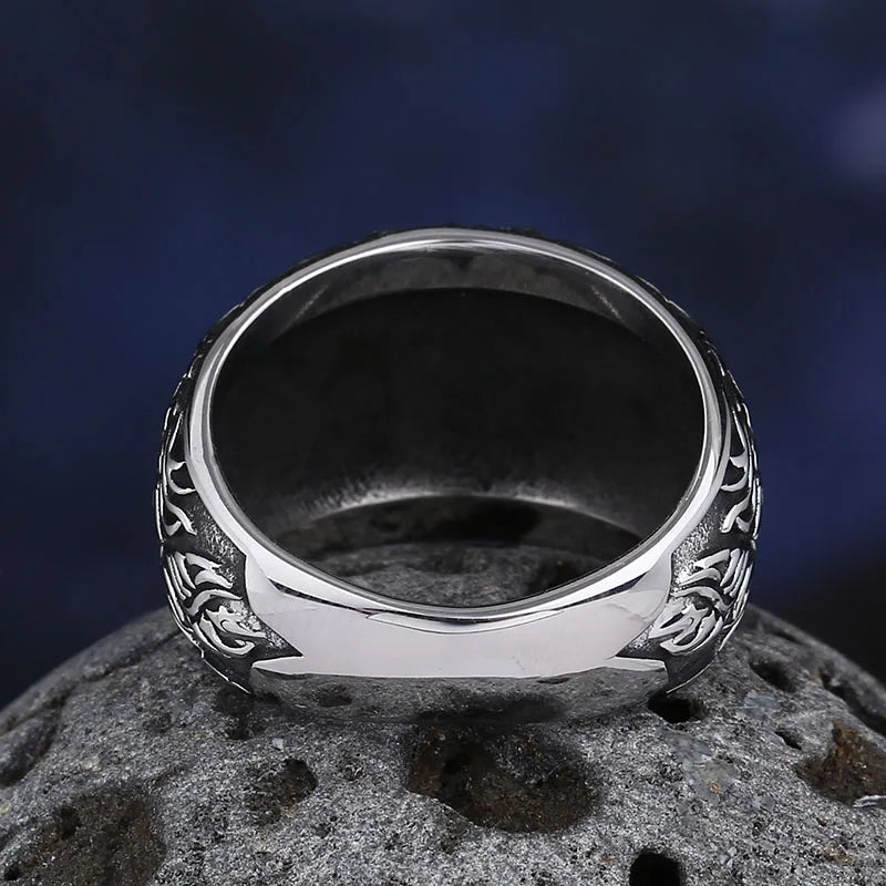 2024 New Vintage Sigil Lucifer Rock Ring 316L Stainless Steel Seal of Satan Rings for Men Male Punk Rock Jewelry Gift