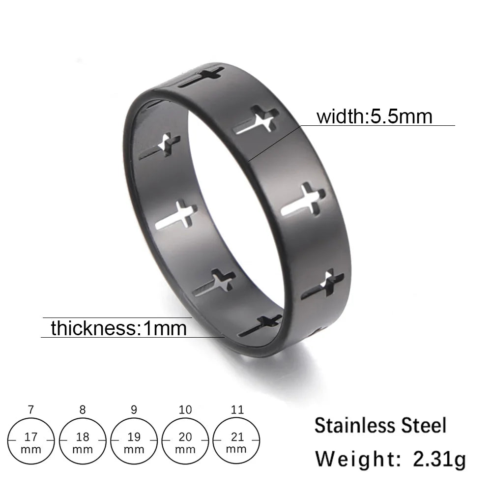 Gothic Wedding Cross Ring — Stainless Steel