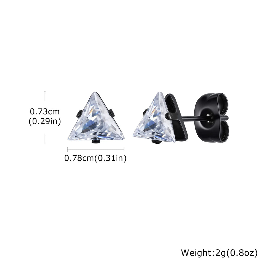 Minimal Triangle Zircon Stud Earrings — SS