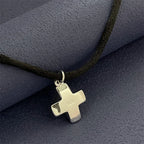 Exquisite 925 silver jewelry, short cross pendant with black rope, suitable for daily wear or gift giving