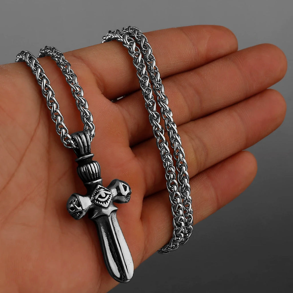 Neo-Gothic Skull Pendant Necklace — Stainless Steel