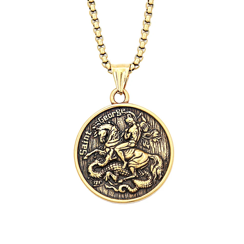 Saint George Dragon Pendant — Stainless
