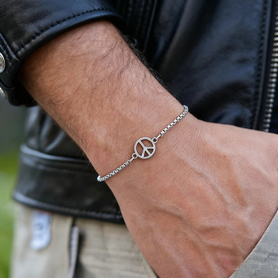 Peace Symbol & Anchor Bracelet — 3 Styles, Stainless Steel