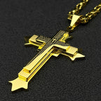 Simple Christian Cross Pendant Necklace Amulet — Stainless Steel