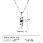 Vnox Stylish Blue Stone Necklaces for Men, Stainless Steel Cube Geometric Pendant Collar Jewelry, Birthday Party Gifts for Him
