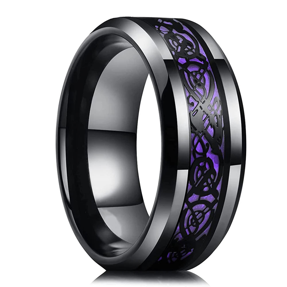 Fashion Men’s Silver Color Black Stainless Steel Ring Groove Multi-Faceted Ring For Men Women Engagement Ring Anniversary Gifts