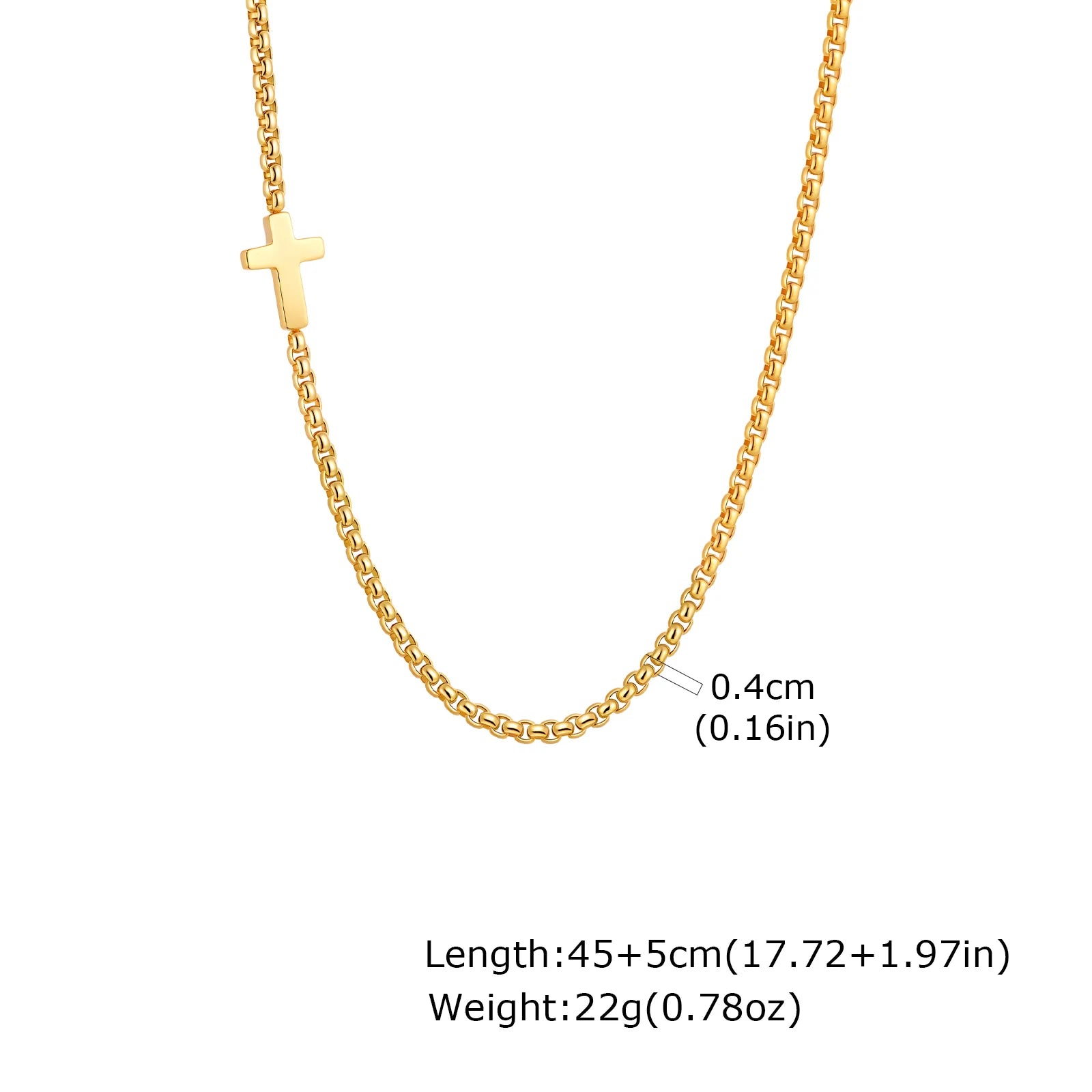 Cross Box Chain Pendant Necklace — Stainless Steel