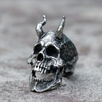 Horned Satan Skull Ring — 316L Stainless Steel