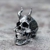 Horned Satan Skull Ring — 316L Stainless Steel