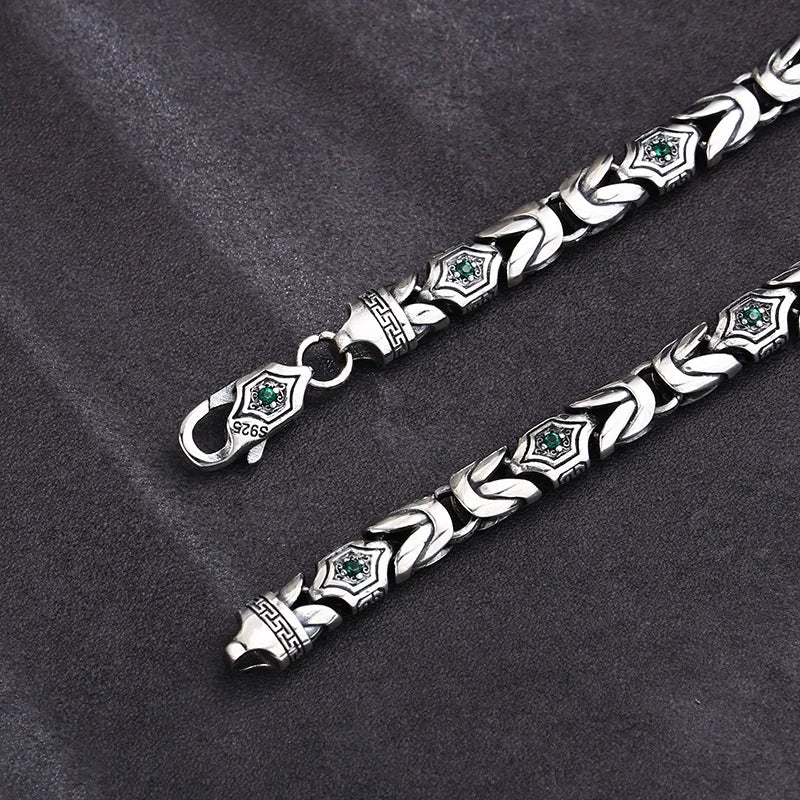 Vintage Byzantine Chain Choker Necklace & Bracelet — Silver-Tone