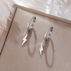 Skyrim Lightning Pendant Stainless Steel Earrings Women's Fashion Simple Daily Earrings Friends Jewelry Gifts