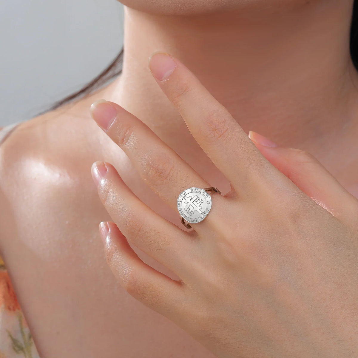 Russian Orthodox Cross Ring — Stainless Steel