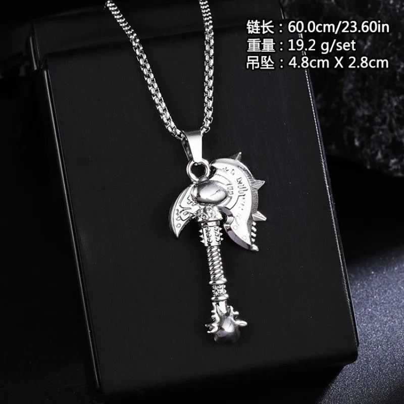 Vintage Viking Axe New In Necklace Crow Wolf Viking Pendant Necklace Medieval Mythology Jewelry For Men Gifts
