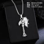Vintage Viking Axe New In Necklace Crow Wolf Viking Pendant Necklace Medieval Mythology Jewelry For Men Gifts