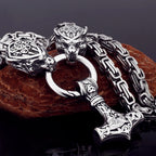 Nordic Celtic Wolf Men's Necklace Pendant Viking Wolf Head Stainless Steel Pendant Scandinavian Rune Amulet Jewelry