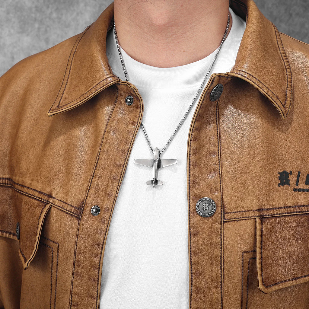 Airplane Pendant Necklace — Stainless Steel