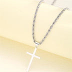 Twisted Cross Pendant Necklace — Silver