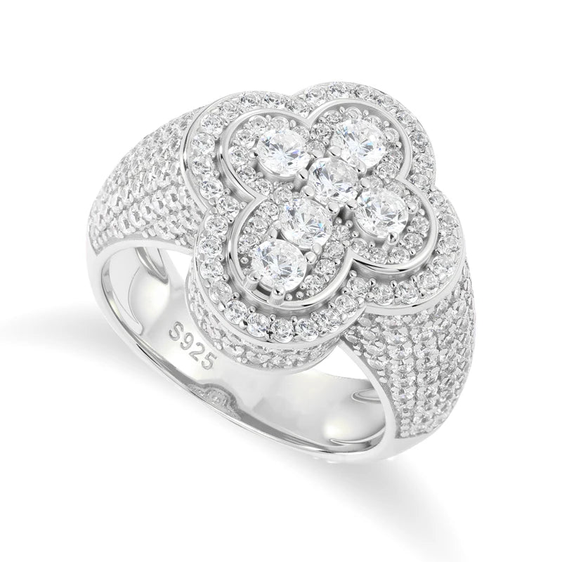 TUHE Unisex Silver Cross Ring Moissanite Stone Iced Out Couple Rings for Women Men Hip Hop Gifts