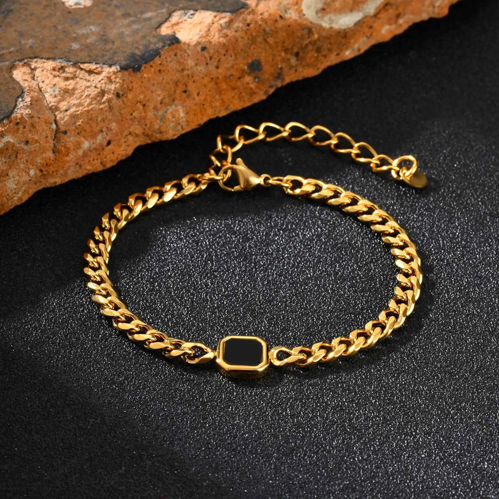 Cuban Stone Chain Bracelet — Stainless Steel