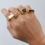 Black Stone Signet Ring — Gold