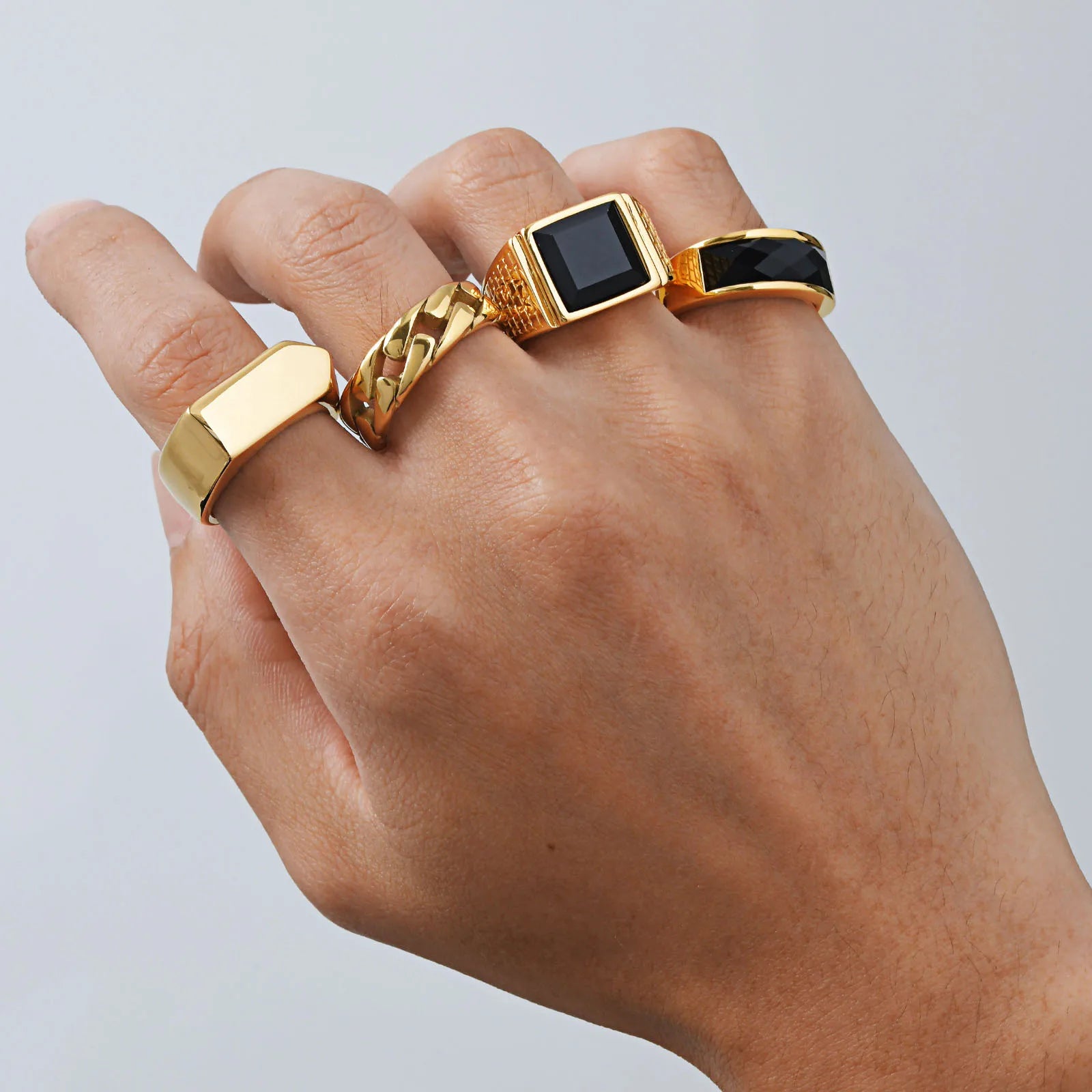 Black Stone Signet Ring — Gold