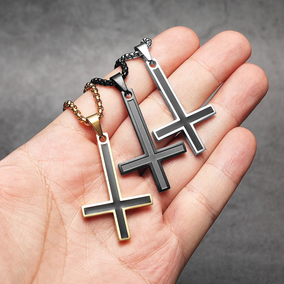 Inverted Cross Pendant — Stainless Steel