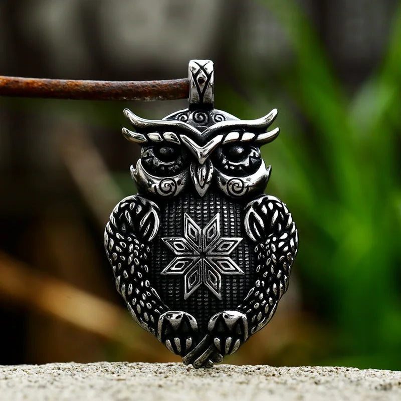 Beier 316L stainless steel Necklace owl Runes pendant Nordic Vikings Runes Amulet Pendant Nordic Talisman Chain BP8-997