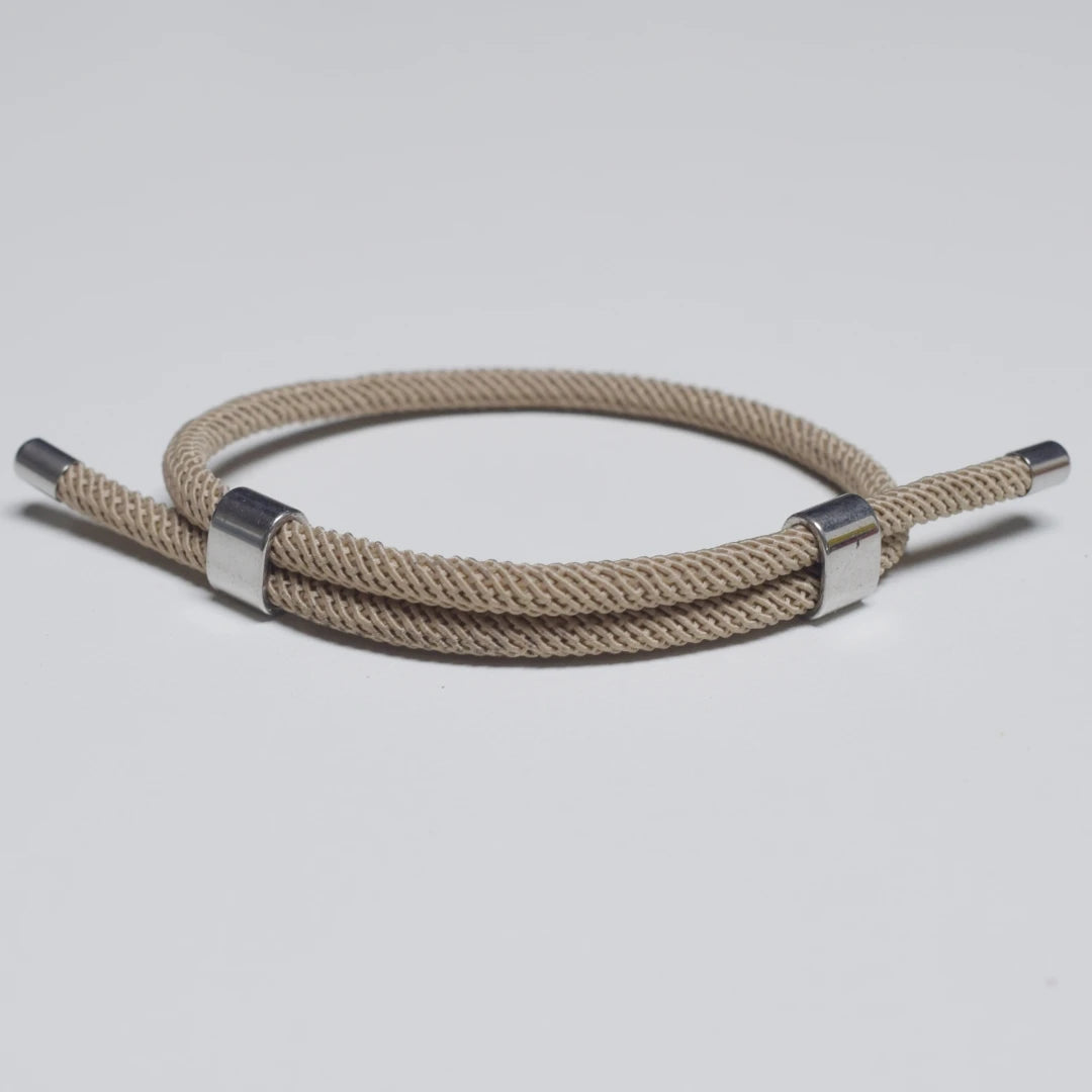 Adjustable Woven Cord Bracelet — Stainless Steel Sliding Clasp
