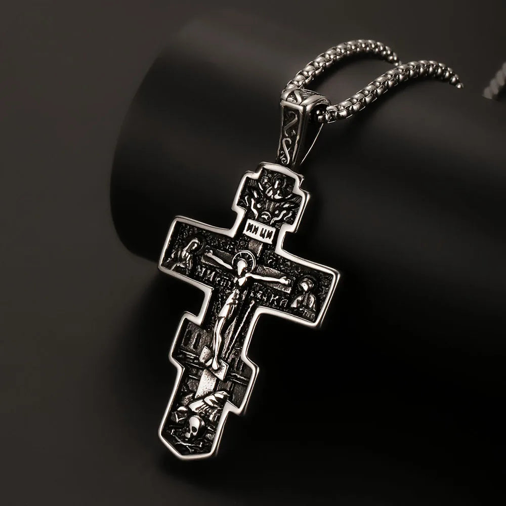 Orthodox Jesus Stations of the Cross Necklace — Stainless Steel