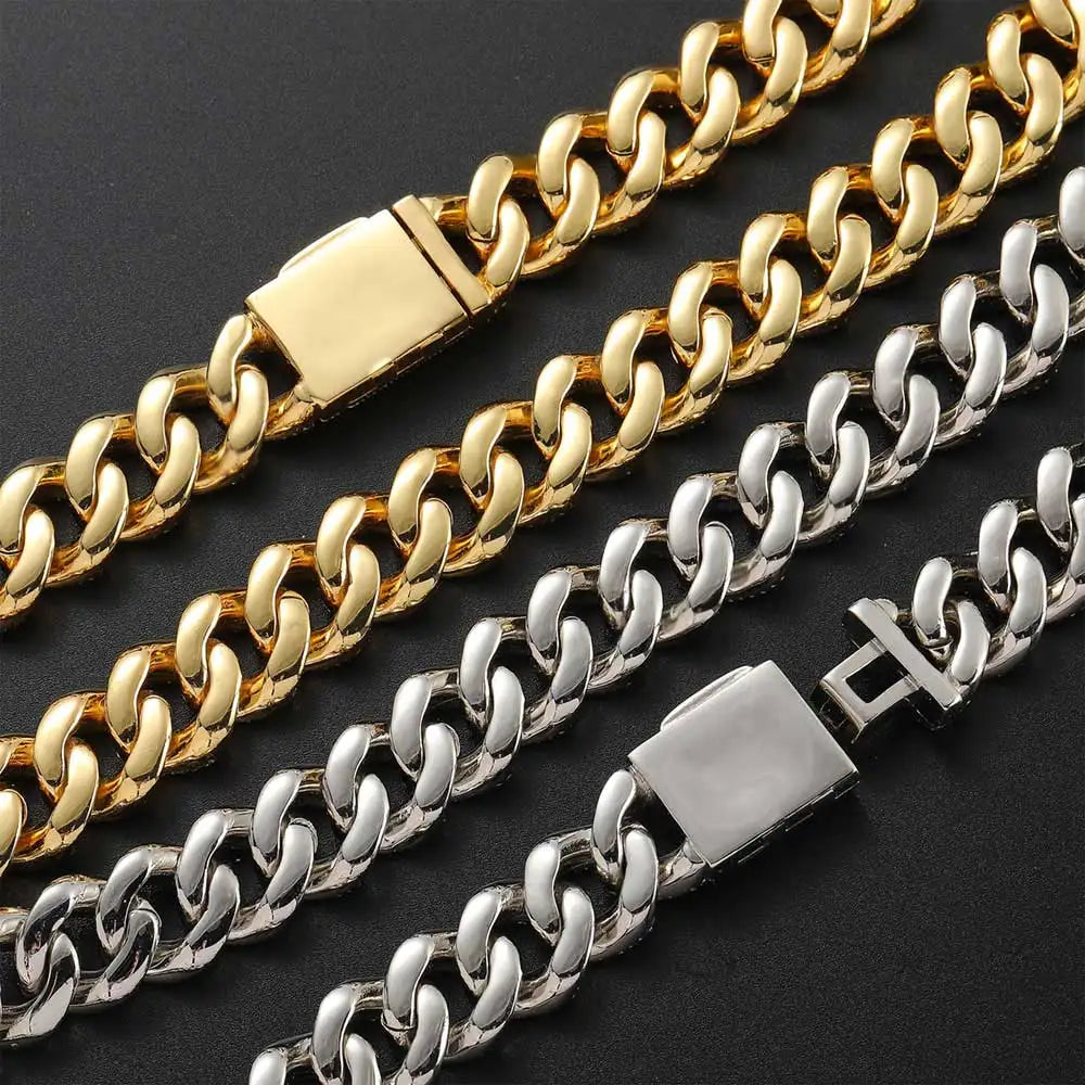 Iced Out Cuban Necklace Stainless Steel 15MM