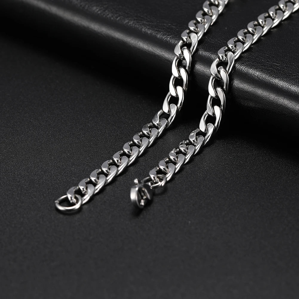 My Shape 3mm-10mm Cuban Chain Stainless Steel Necklaces for Men Male Chains Figaro Box Chain Choker Punk Jewelry 45cm 50cm 60cm