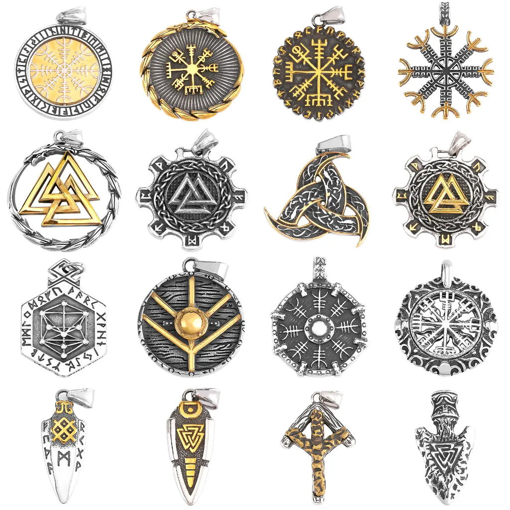 Odin Rune Vegvisir Pendant Necklace — Stainless Steel