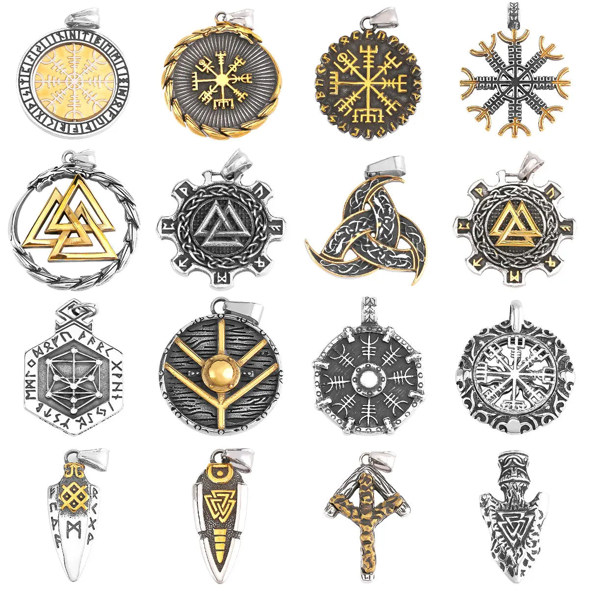 Odin Rune Vegvisir Pendant Necklace — Stainless Steel