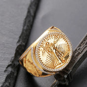 Silver-Tone & Gold-Tone Eagle Coin Ring — Statement