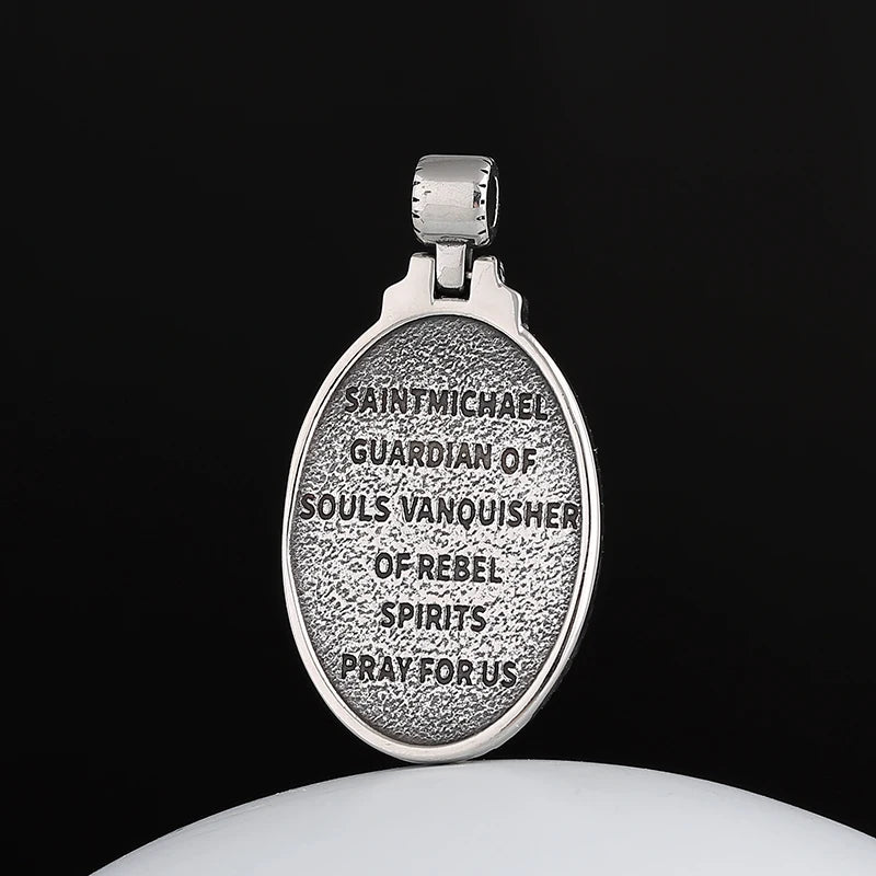 Men's 316L Stainless Steel Patron Saint Of Time Travelers Archangel Michael Gold Pendant Necklace jewelry