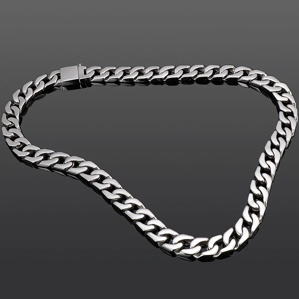 Massive Solid 316L Stainless Steel Necklace for Men High Polished 14/16MM Wide 55/60CM Long Cuban Link Chain Men's