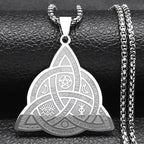 Triquetra Pentagram Triple Moon Necklace — Stainless Steel