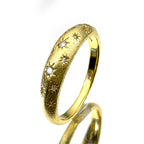 Two-Tone Ring Sterling Inlaid Shiny Zircons Matte