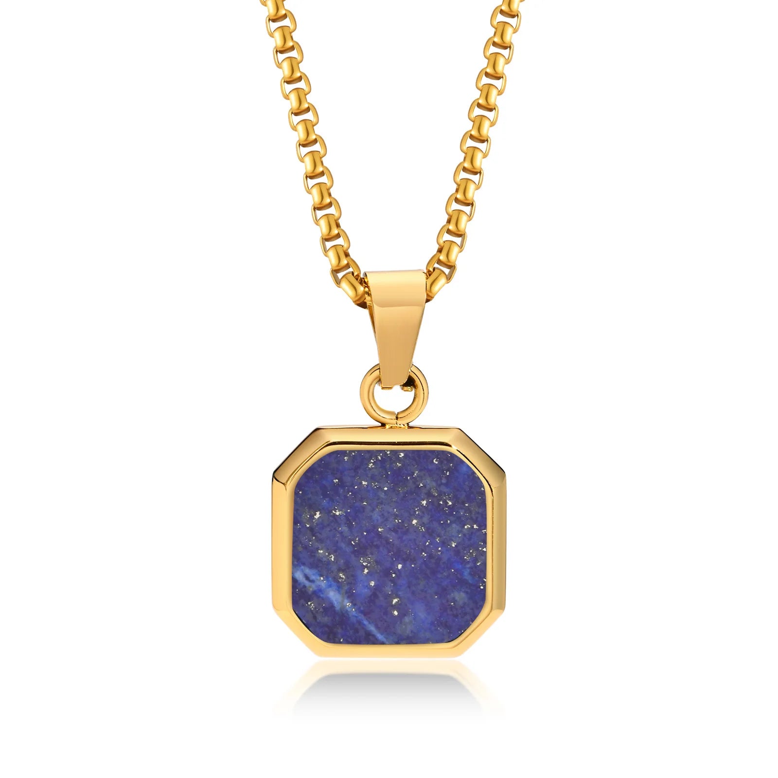 Natural Stone Geometric Pendant — Stainless