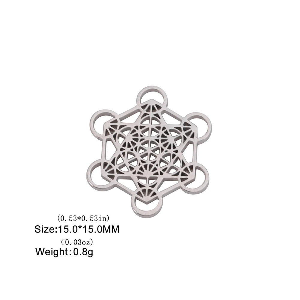 LIKGREAT Archangel Metatron Cube Pendant for Necklace Jewelry Making Stainless Steel Charm DIY Amulet Kabbalistic Tree of Life