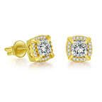 Crystal Cube Stud Earrings — Stainless