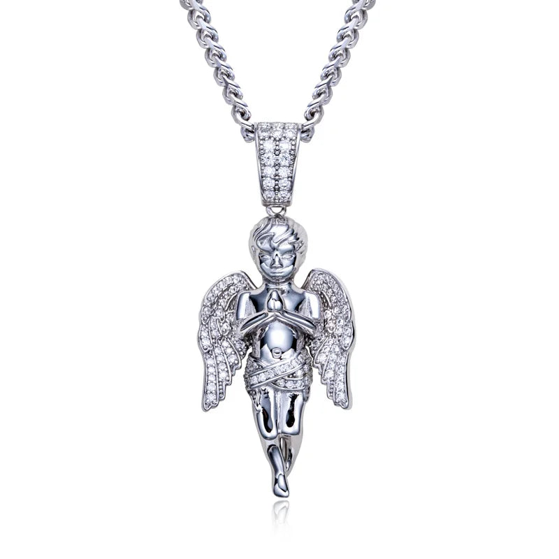 Iced Out Angel Pendant — 925 Silver
