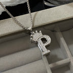 Freetry 26 Letters A-Z Zircon Crown Pendant Necklace for Women Men Punk Initial Alphabet Necklaces Hip Hop Choker Chain