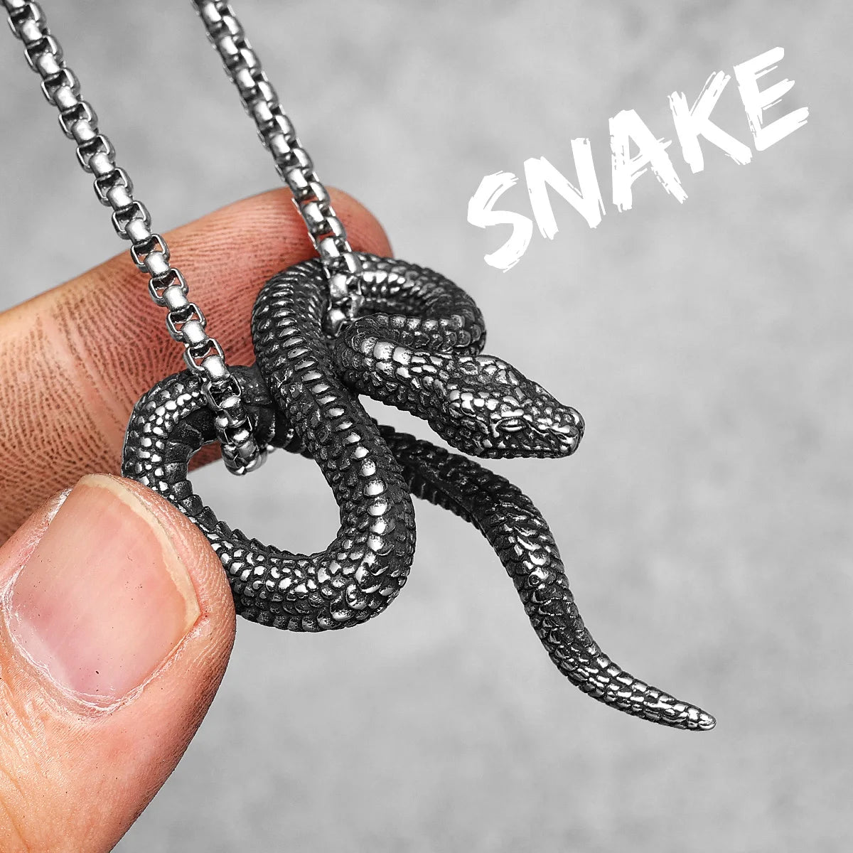Retro Snake Pendant Necklace — Stainless Steel