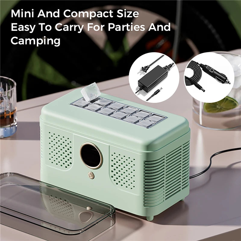100V-230V Portable 12V Car Cube Ice Machine Mini Ice Maker Automatic Ice Making Box for Home Dormitory Office Camping
