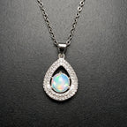 Opal Stone Pendant Necklace — Round 7mm Cabochon