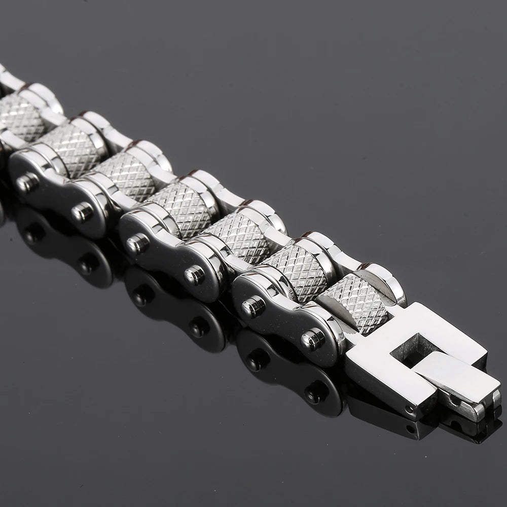 Cool Skull Head Motorcycle Chain Bracelet for Men 316L Stainless Steel Punk Biker Jewelry Gothic Rockers' Wristband