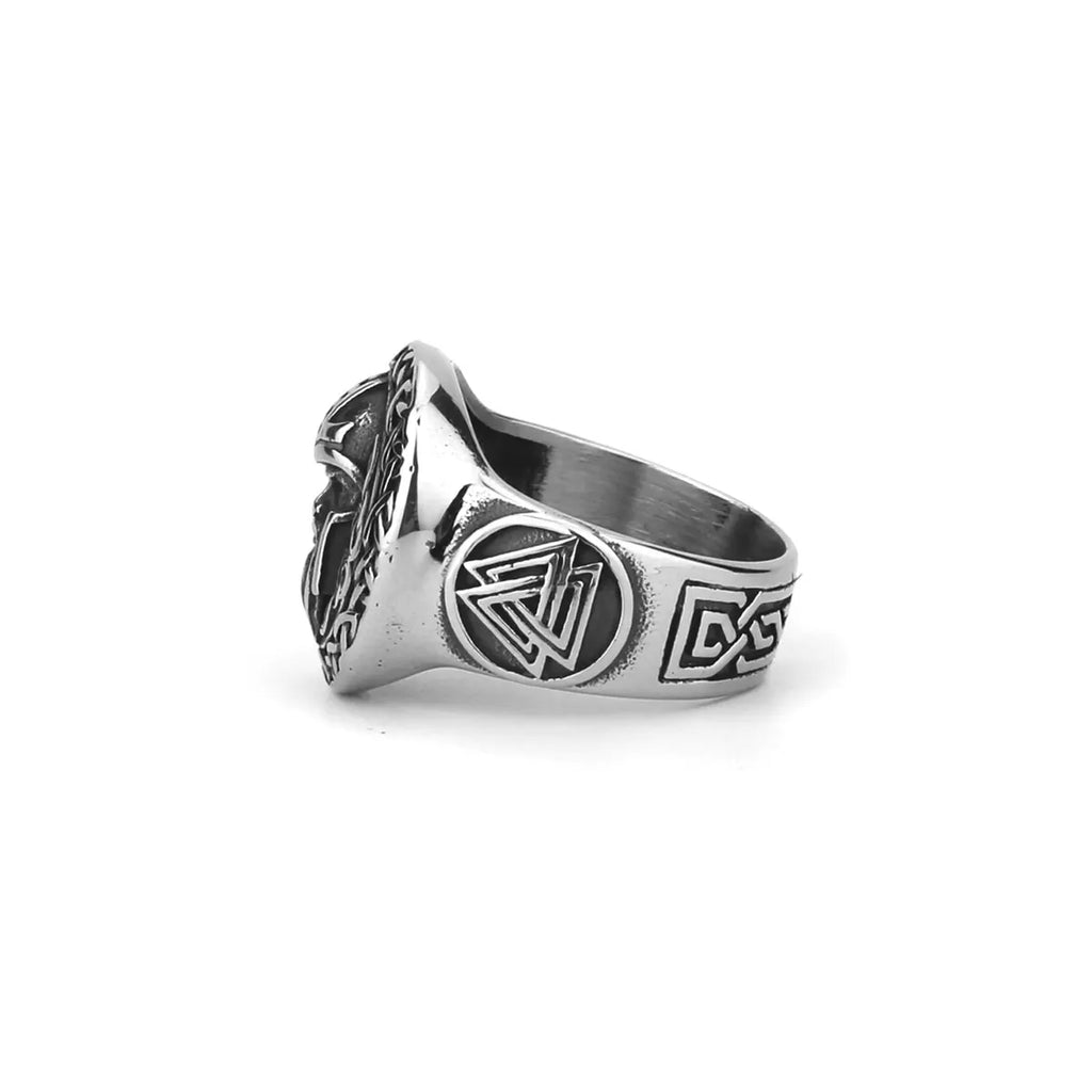 Viking Odin Helmet Celtic Knot Ring — Stainless Steel
